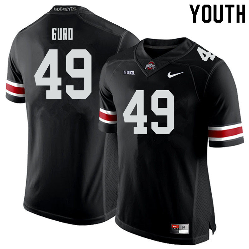 Ohio State Buckeyes Patrick Gurd Youth #49 Black Authentic Stitched College Football Jersey